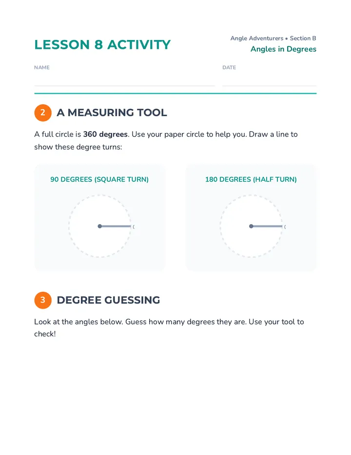 Degrees and Turns Worksheet