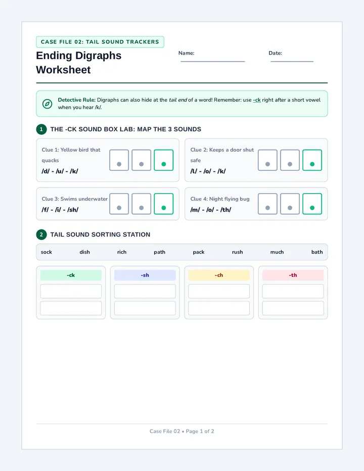 Tail Sound Worksheet