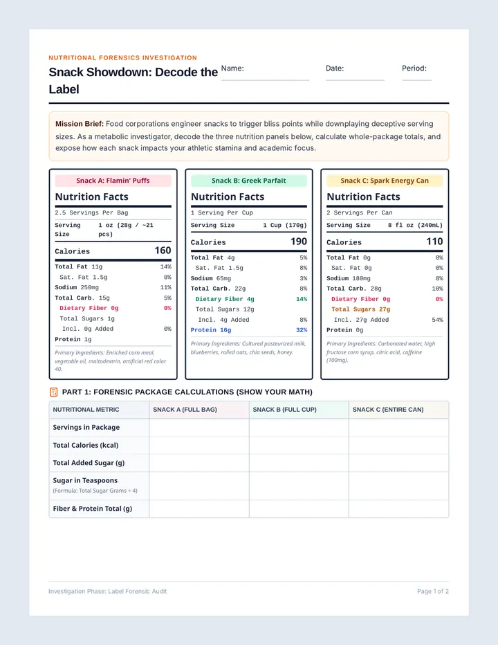 Snack Showdown Activity