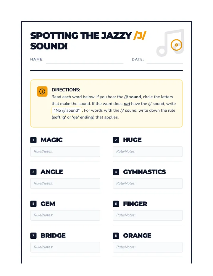 Jazzy Decoding Worksheet