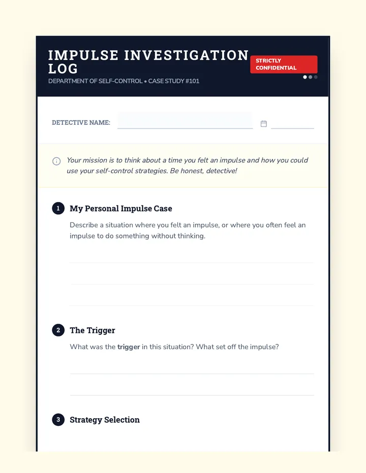 Impulse Investigation Log Worksheet
