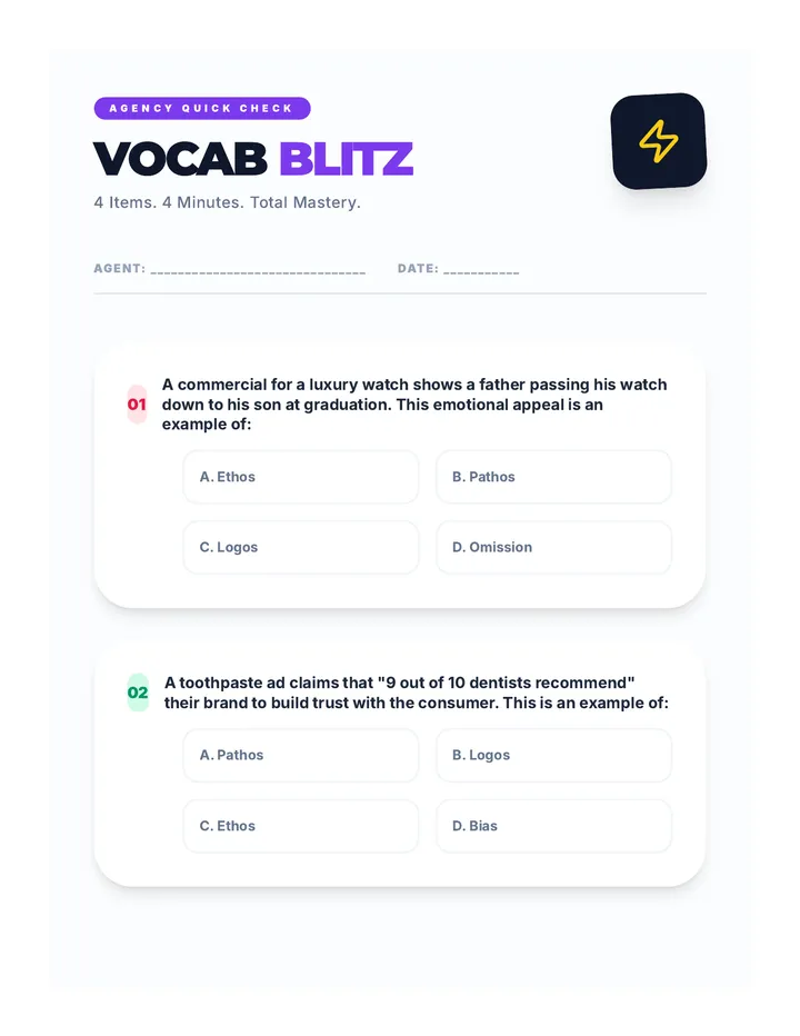 Media Mastery Vocab Blitz Worksheet
