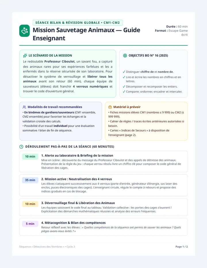 Mission Sauvetage Guide Enseignant