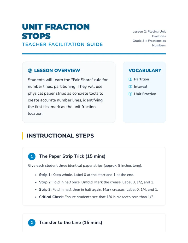 Unit Fraction Stops Teacher Guide