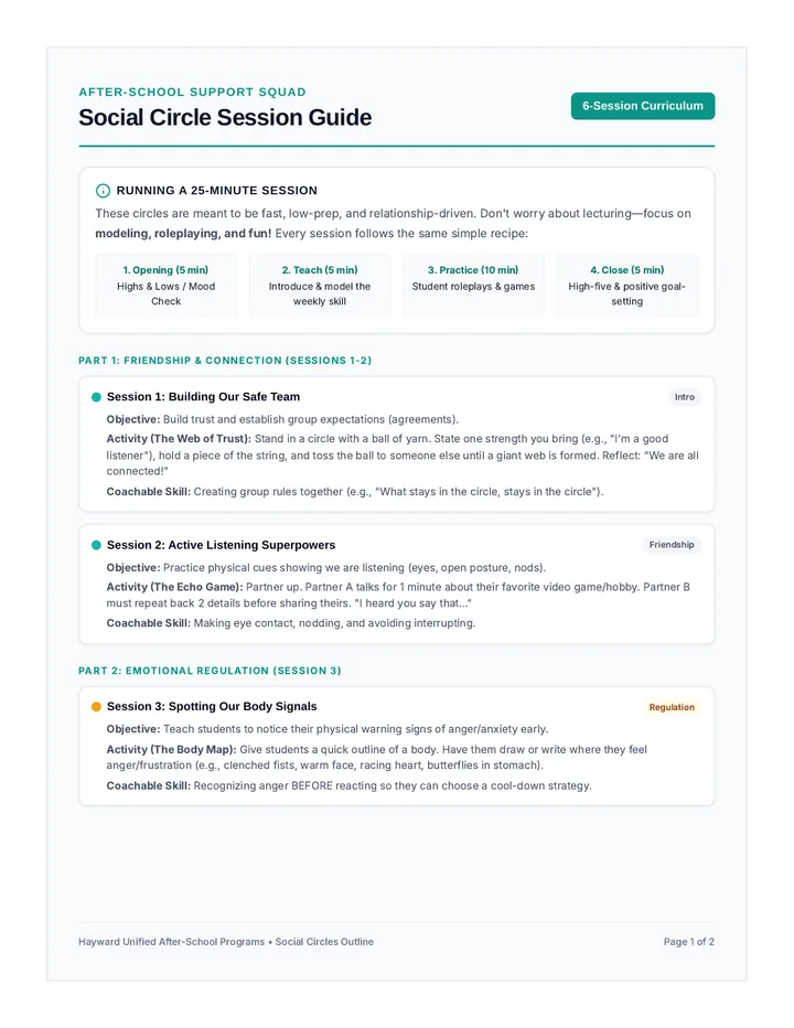 Social Circle Session Guide