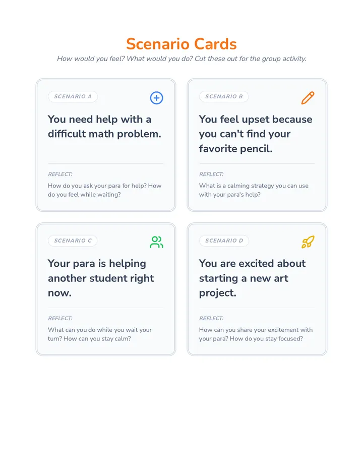 Scenario Cards Worksheet