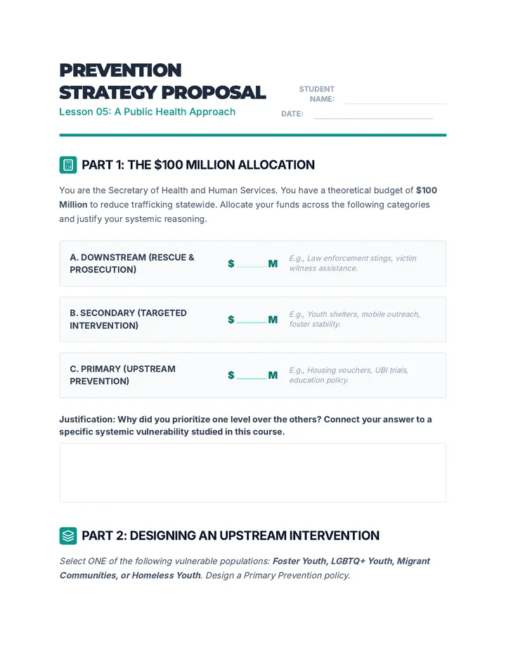 Prevention Proposal Worksheet