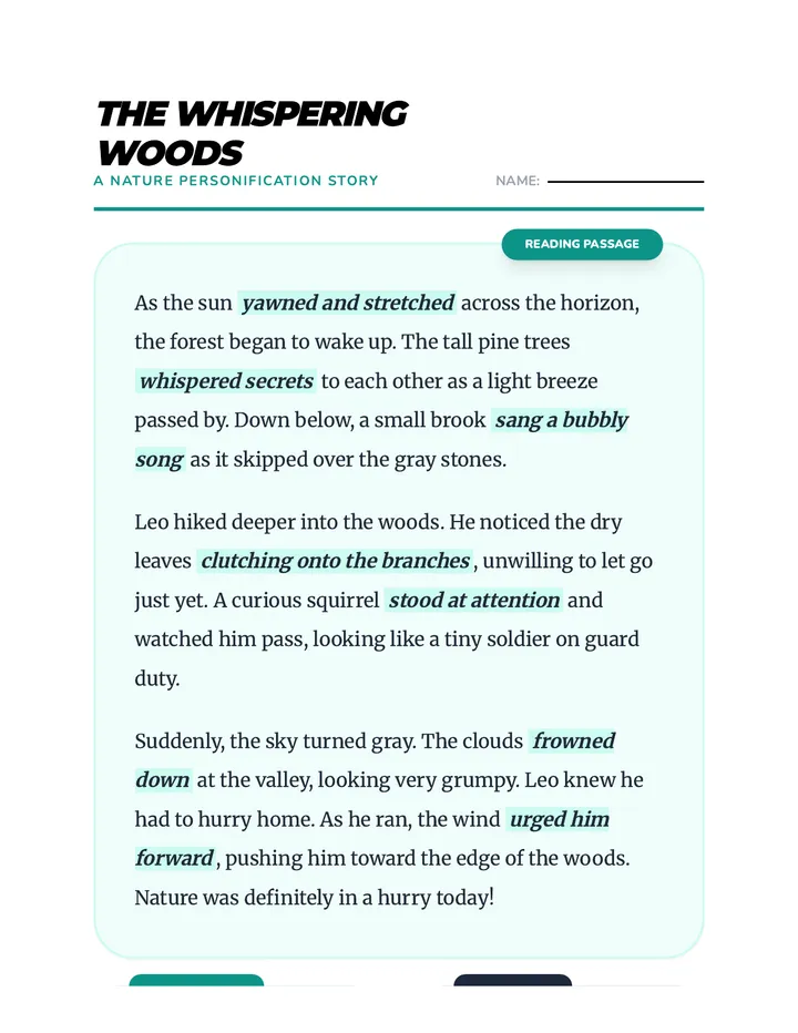 The Whispering Woods Story Activity