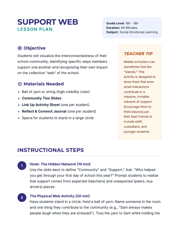Support Web Lesson Plan