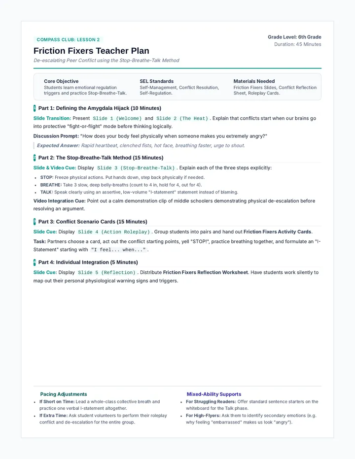 Friction Fixers Teacher Plan