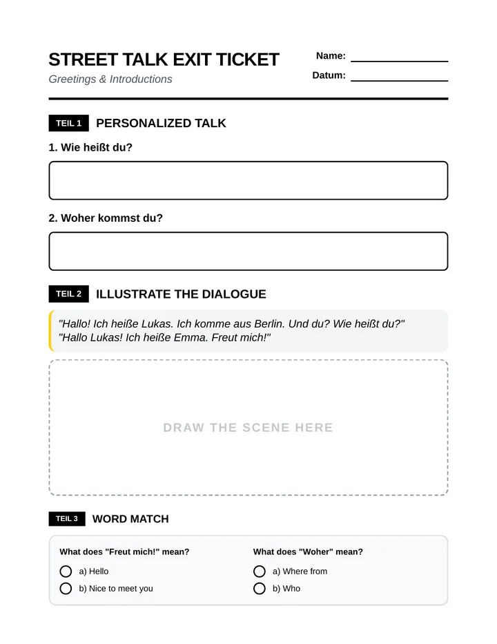 Street Talk Exit Ticket