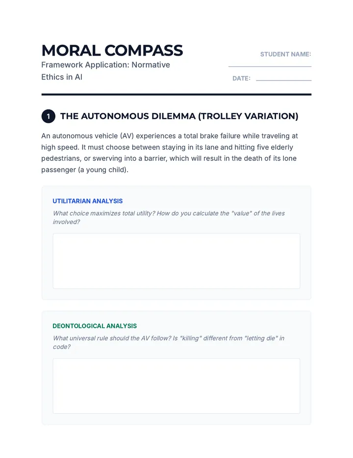 Moral Compass Worksheet