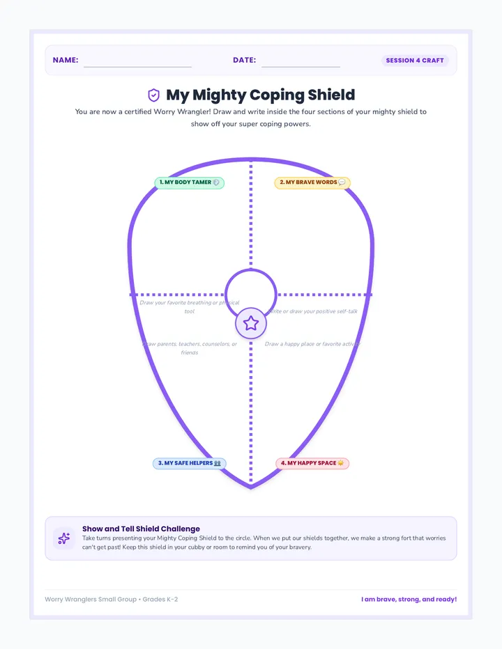 Coping Shield Craft Sheet