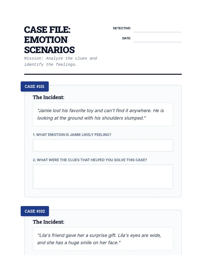 Emotion Scenarios Worksheet