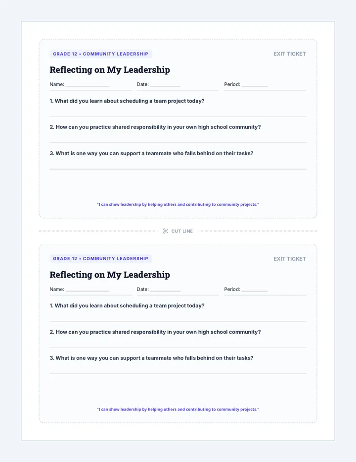 Community Leadership Exit Ticket