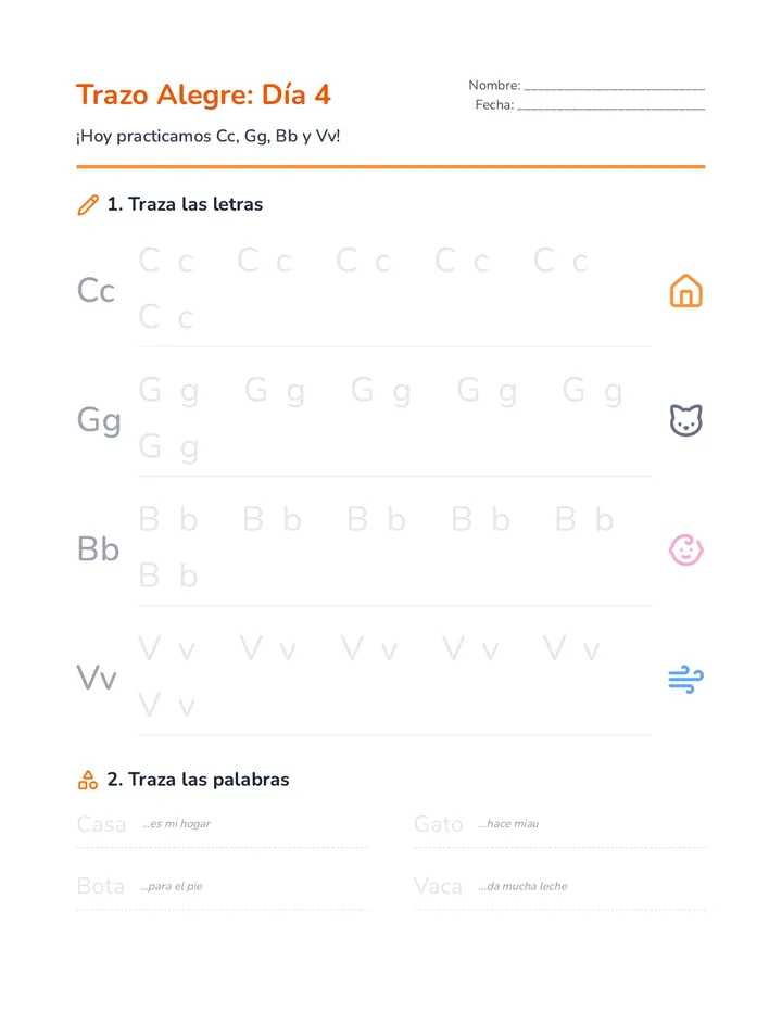 Letras en Acción Worksheet