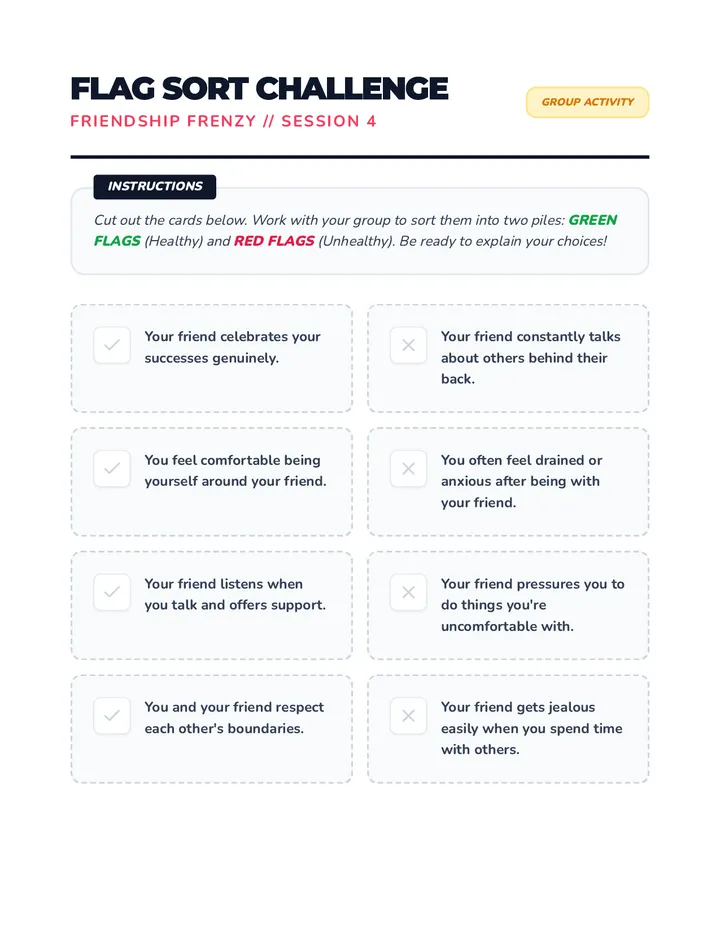 Friendship Flags Sort Activity