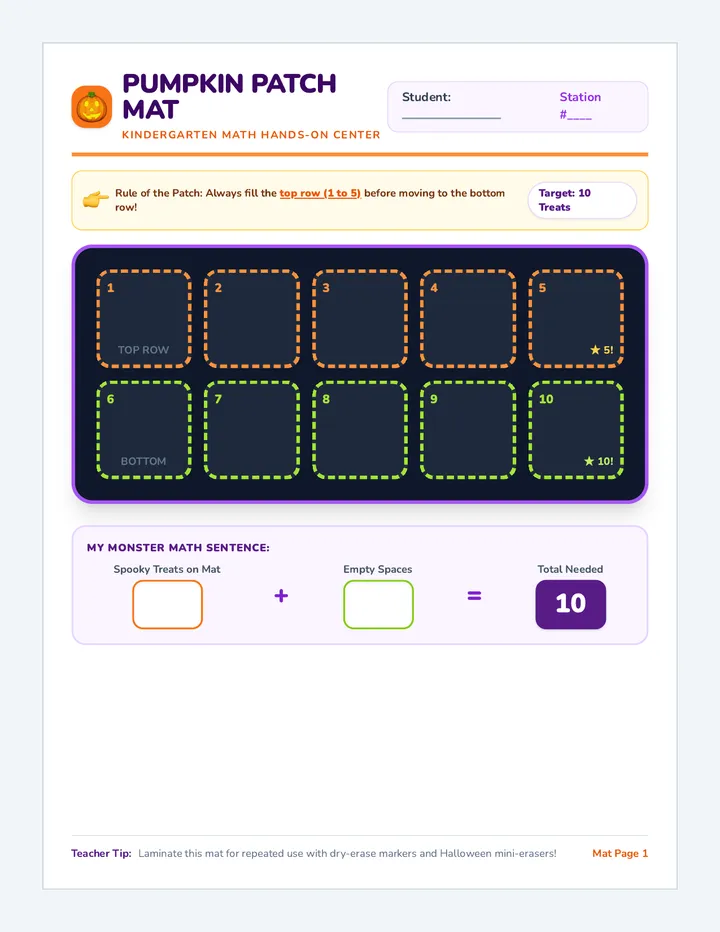 Pumpkin Patch Mats Activity