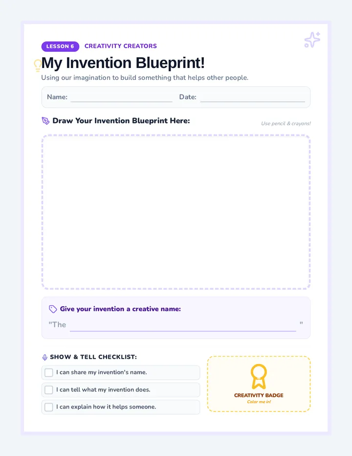 Creativity Creators Activity Sheet