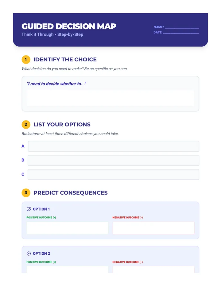 Guided Decision Map Handout Worksheet