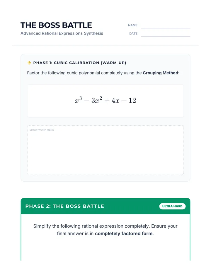 Boss Battle Worksheet