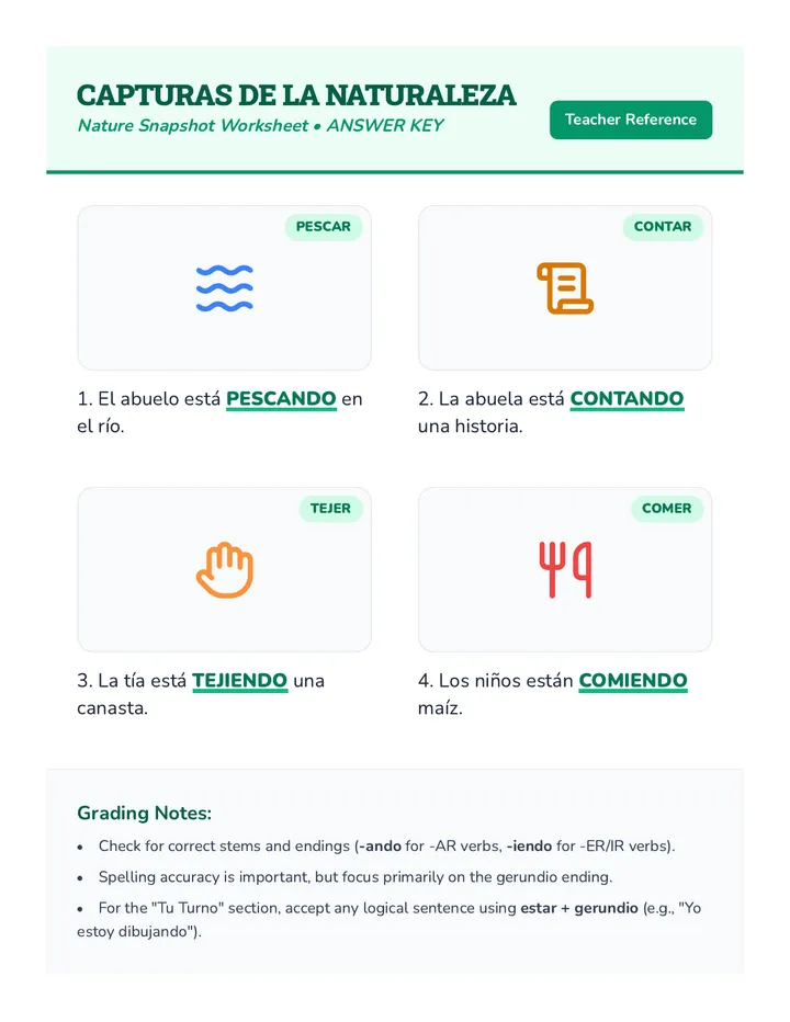 Nature Snapshot Answer Key