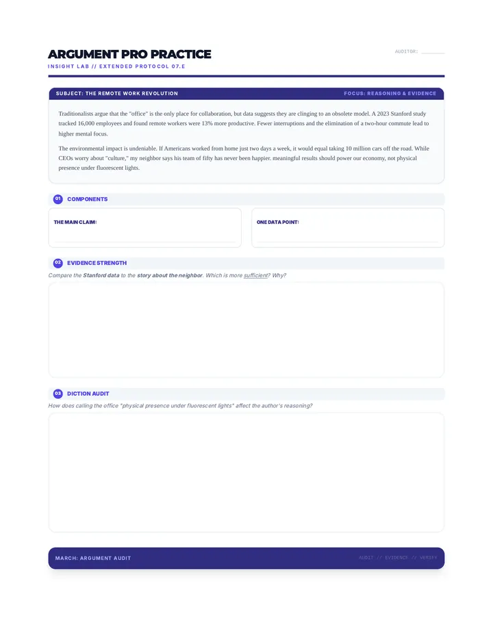 Argument Pro Practice Worksheet