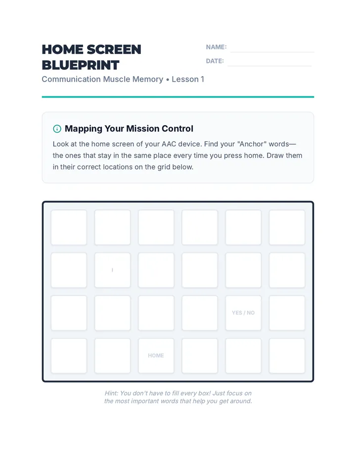 Home Screen Blueprint Worksheet