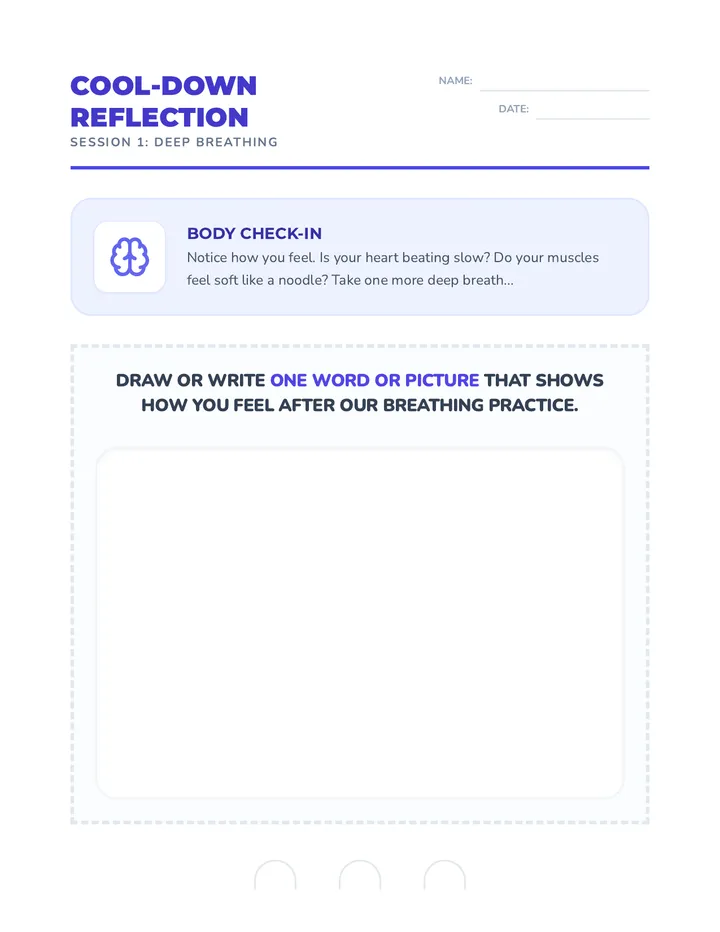 Deep Breathing Reflection Sheet