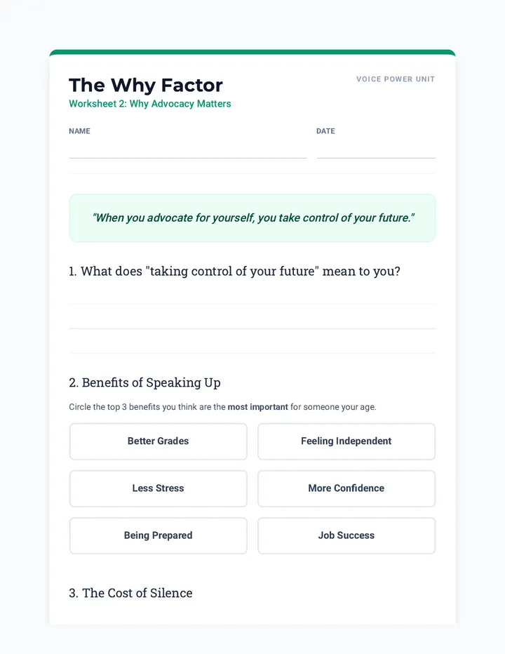 The Why Factor Worksheet 2