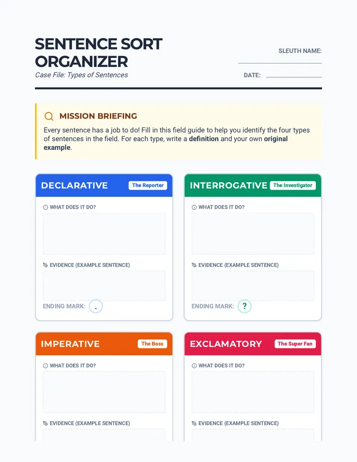 Sentence Sort Organizer