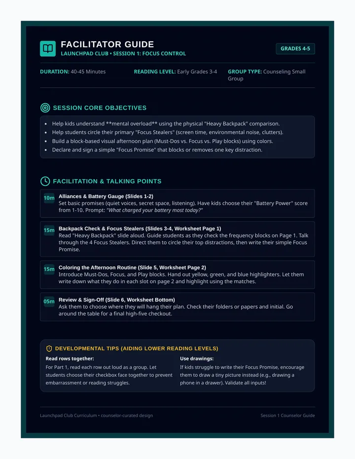 Focus Control Facilitator Guide