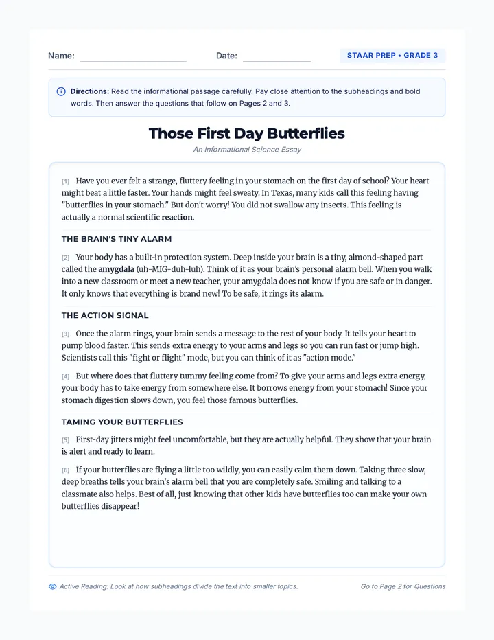 First Day Science Worksheet
