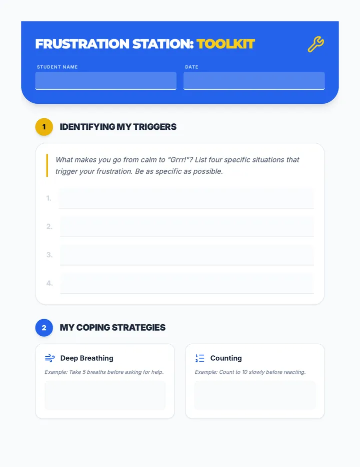 Frustration Triggers & Strategies Worksheet