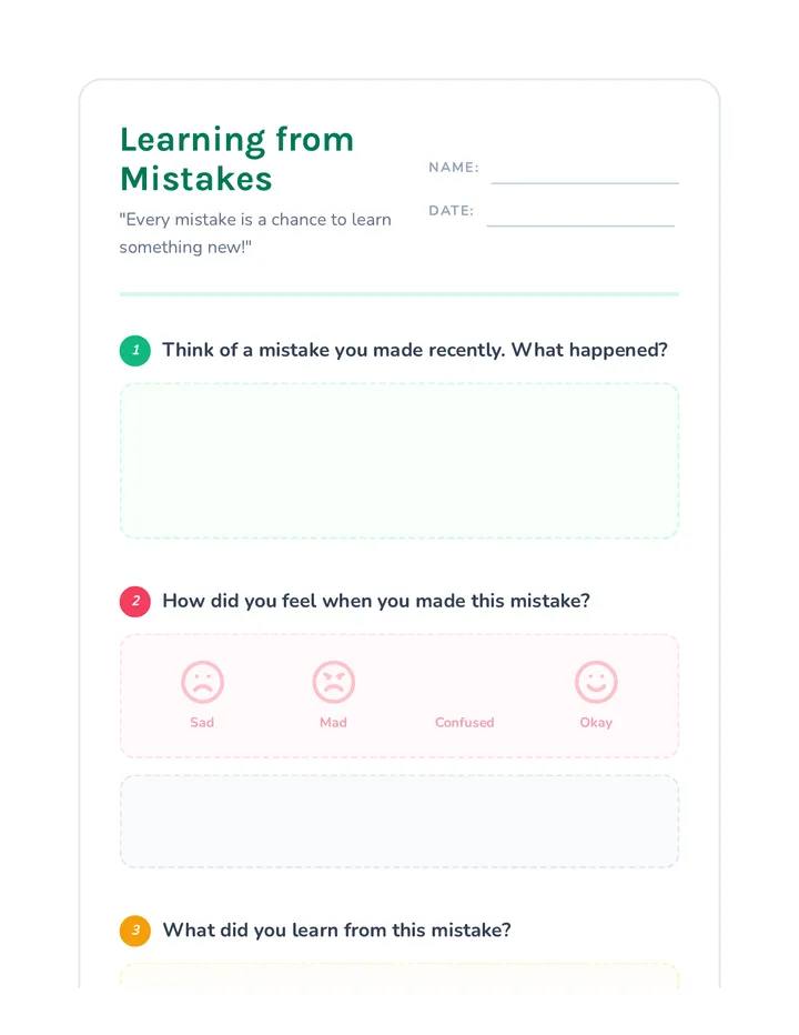 Learning From Mistakes Worksheet