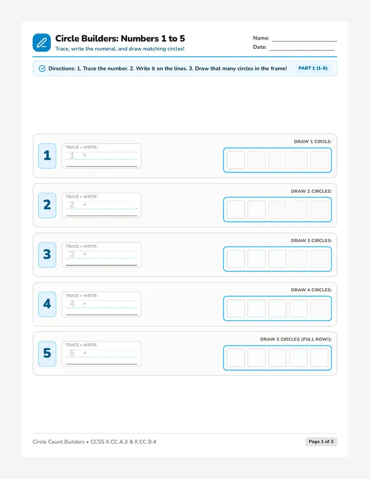 Circle Count Practice Worksheet