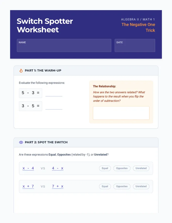 Switch Spotter Worksheet