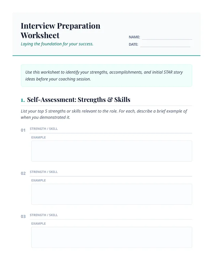 Interview Preparation Worksheet