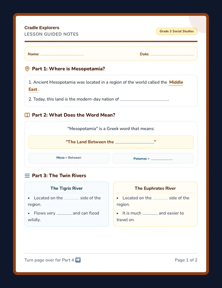 Cradle Explorers Guided Notes
