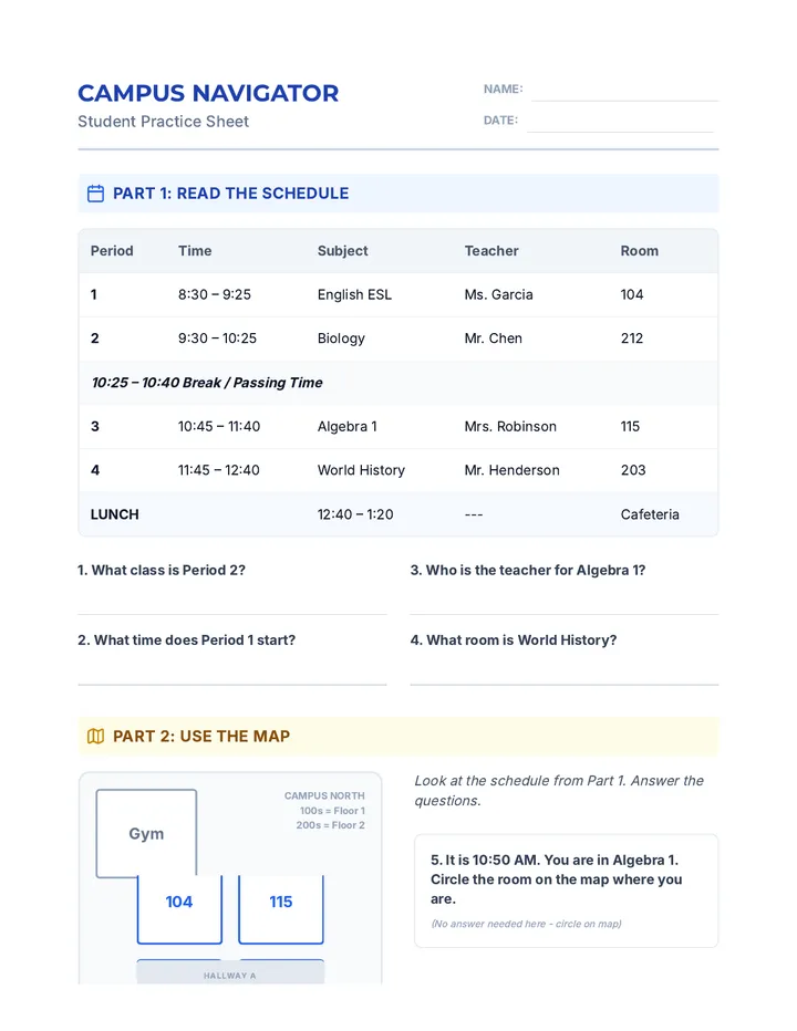 Campus Compass Worksheet