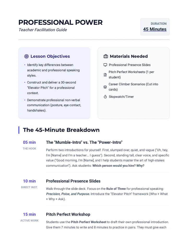 Professional Power Teacher Guide