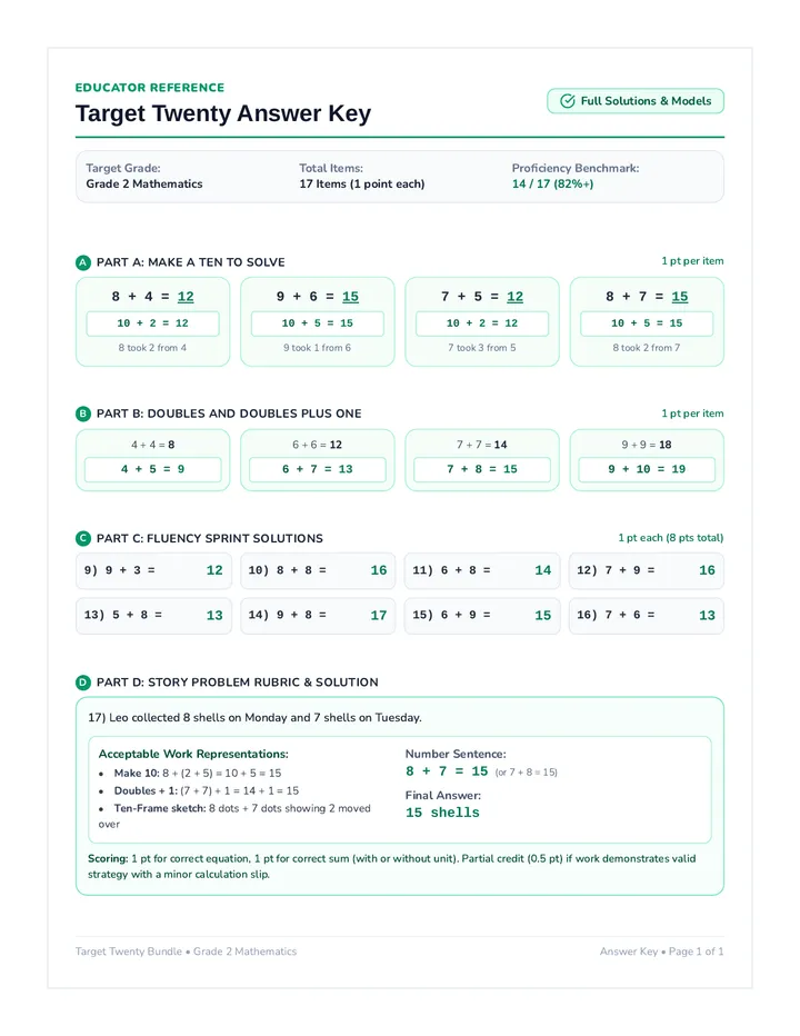 Target Twenty Answer Key