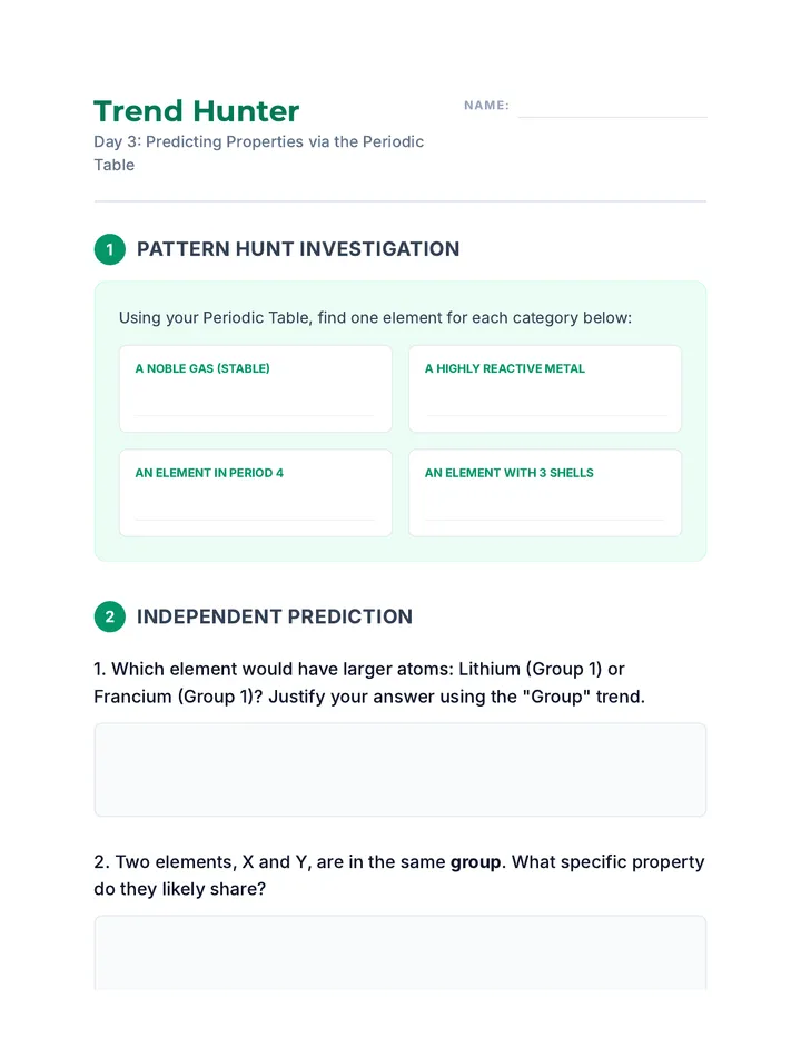 Trend Trackers Worksheet