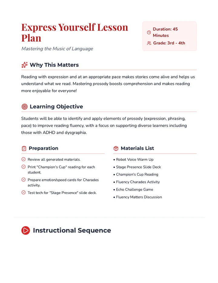 Express Yourself Lesson Plan
