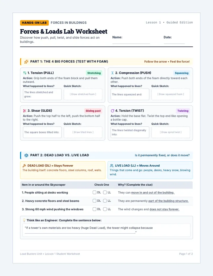 Force Mechanics Lab Worksheet
