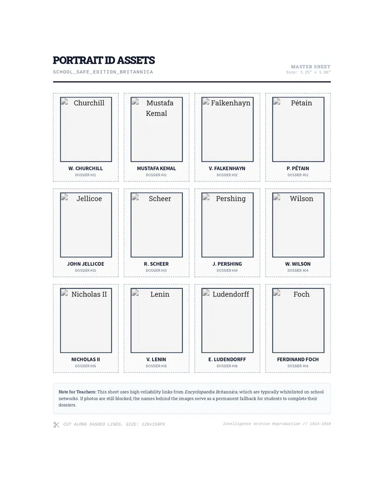 WWI Portrait Cutout Sheet Safe Edition