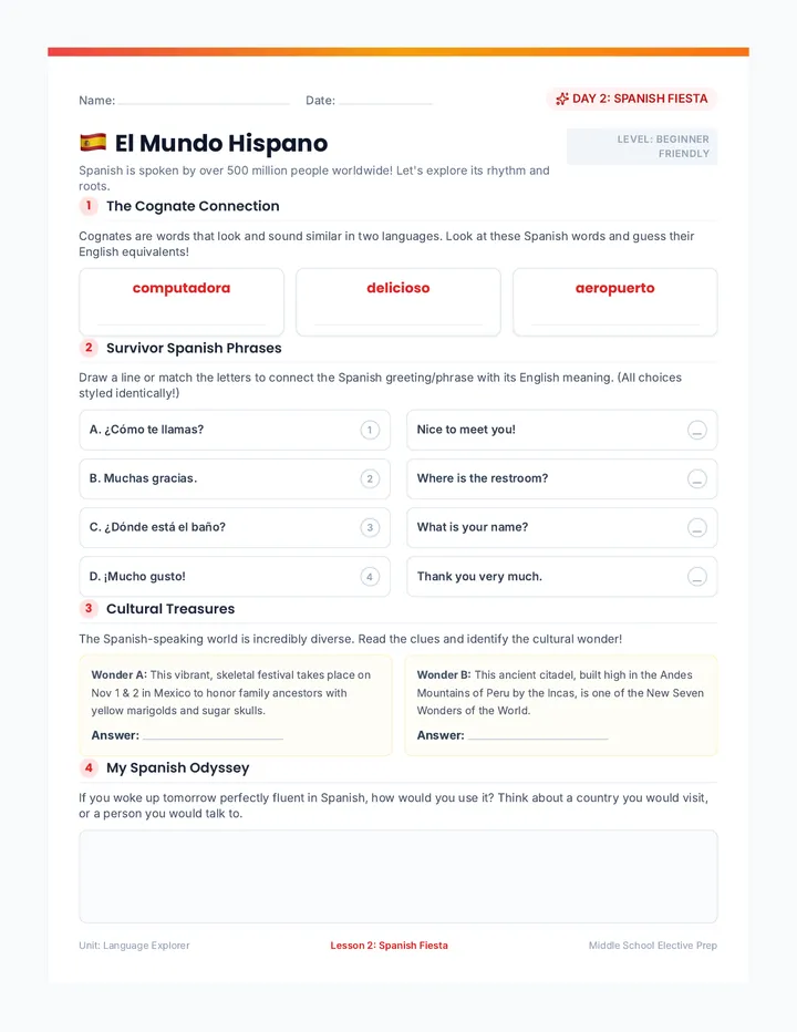 Spanish Fiesta Activity