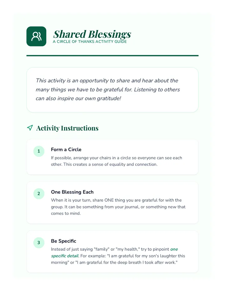 Shared Blessings Activity Guide