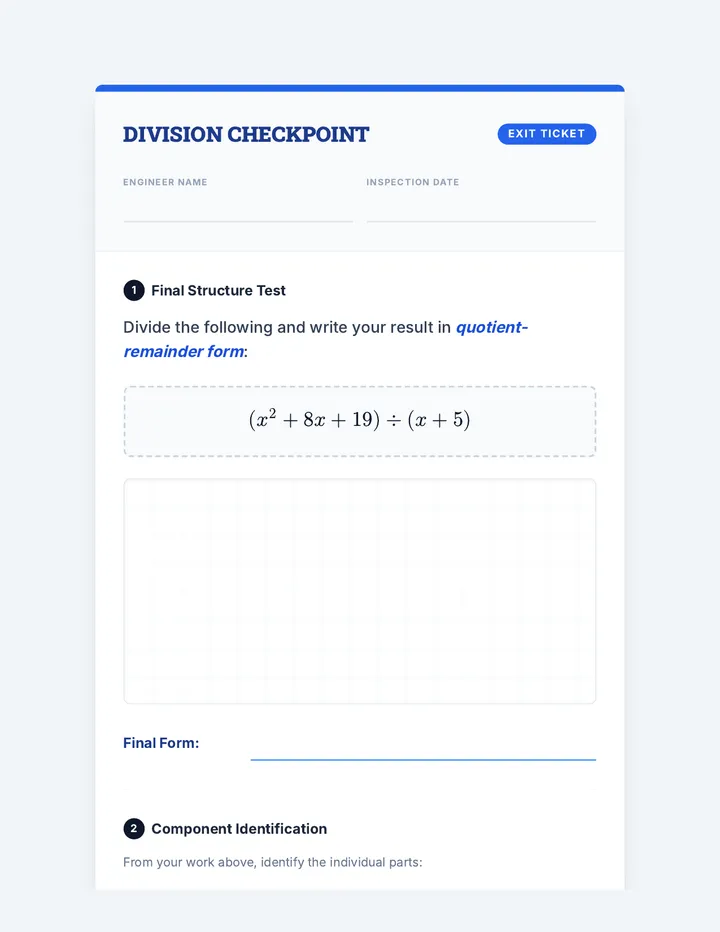 Division Checkpoint Exit Ticket