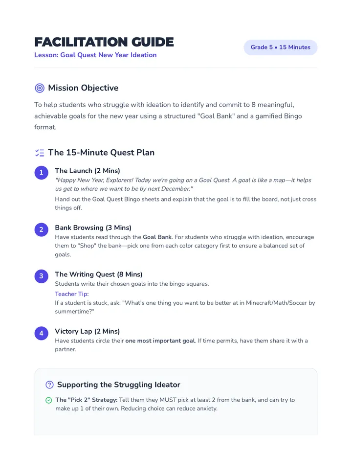 Goal Quest Facilitation Guide